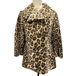 Women's Vintage 1960s Leopard Faux Fur Coat Size M
